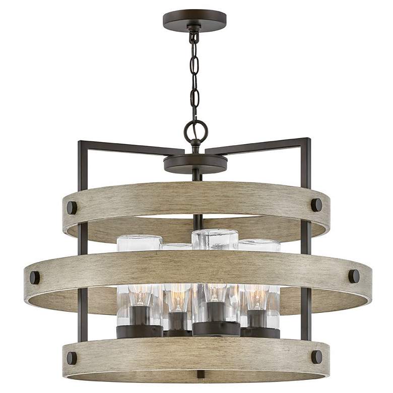 Image 1 Hinkley Outdoor Riverwood Medium Single Tier Chandelier 28" Warm Bronz
