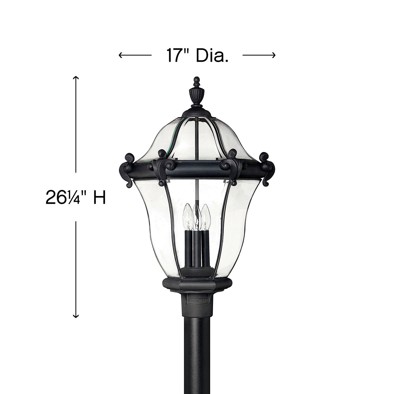 Image 4 Hinkley Outdoor San Clemente Large Post Top Mount Lantern 17" Museum Black more views