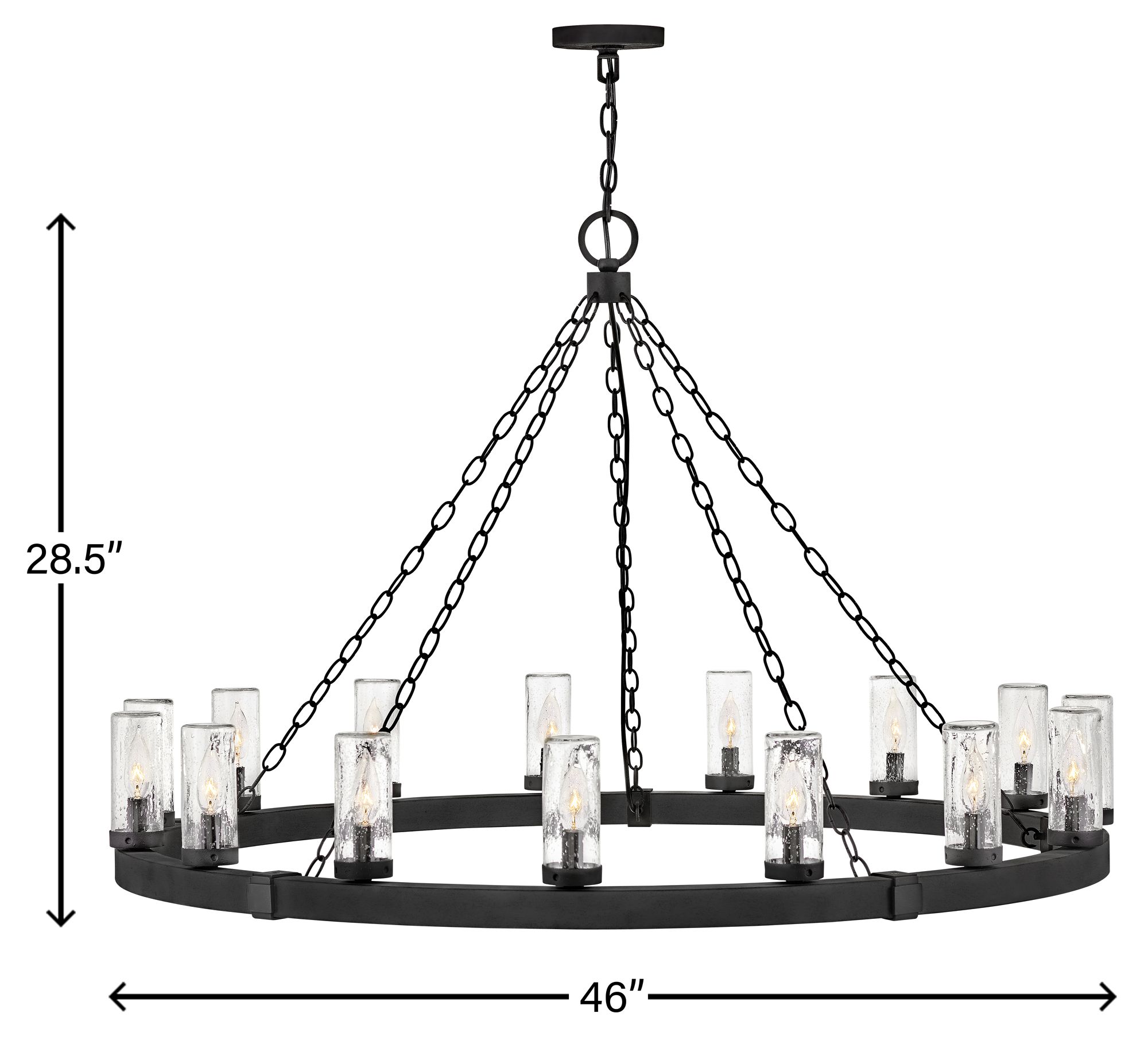 Image 6 Hinkley Outdoor Sawyer Large Single Tier Chandelier 46" Black more views