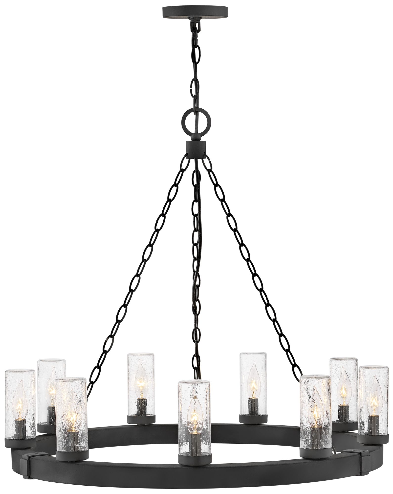Image 2 Hinkley Outdoor Sawyer Medium Single Tier Chandelier 12V 30" Black