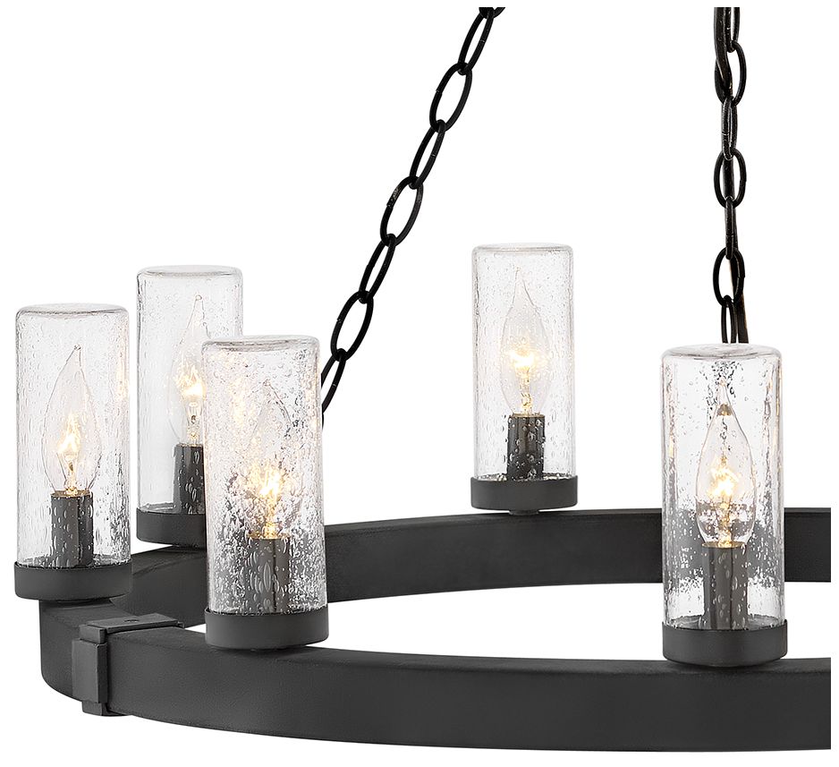 Image 3 Hinkley Outdoor Sawyer Medium Single Tier Chandelier 12V 30" Black more views