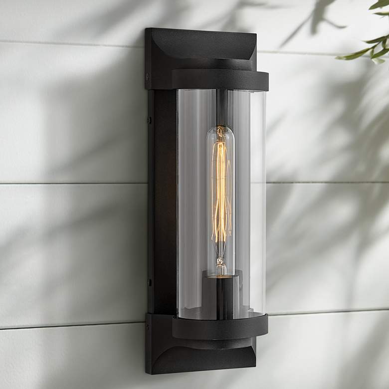 Image 1 Hinkley Pearson 14" High Textured Black Outdoor Wall Light