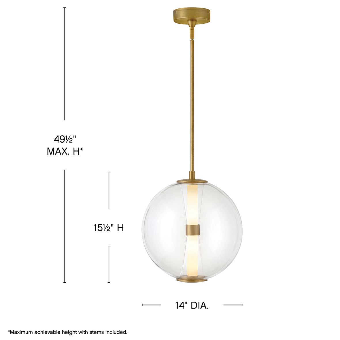 Image 3 Hinkley Pendant Elin Medium Globe Pendant 14" Lacquered Brass more views