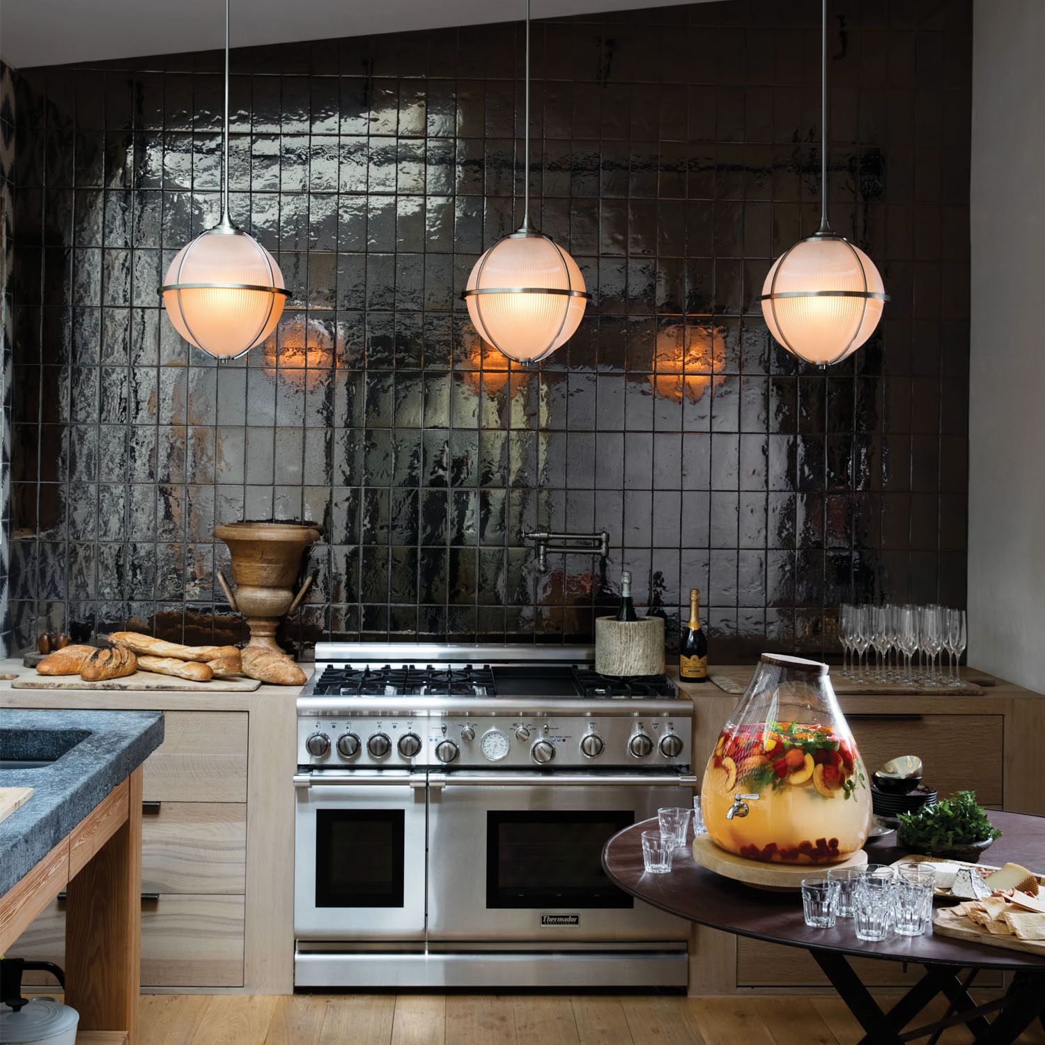 Hinkley Pendant Odeon Medium Orb Pendant 15" Brushed Nickel