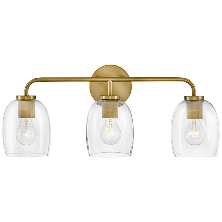 Image 1 Hinkley Percy 24"W Lacquered Brass 3-Light Vanity Bath Light