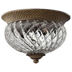 Hinkley Plantation 10 1/2" Bronze Optic Glass Flushmount Ceiling Light