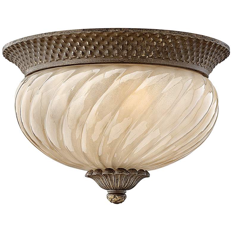 Image 2 Hinkley Plantation 12" Wide Etched Amber Glass Ceiling Light