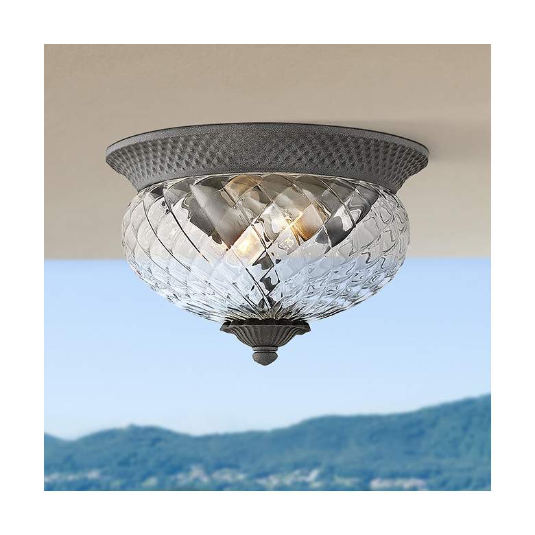 Image 1 Hinkley Plantation 12"W Black 2-Light Outdoor Ceiling Light