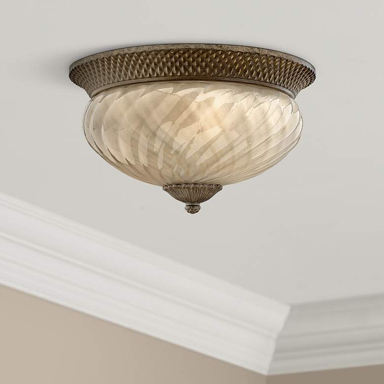 Image 1 Hinkley Plantation 16" Wide Amber Glass Ceiling Light