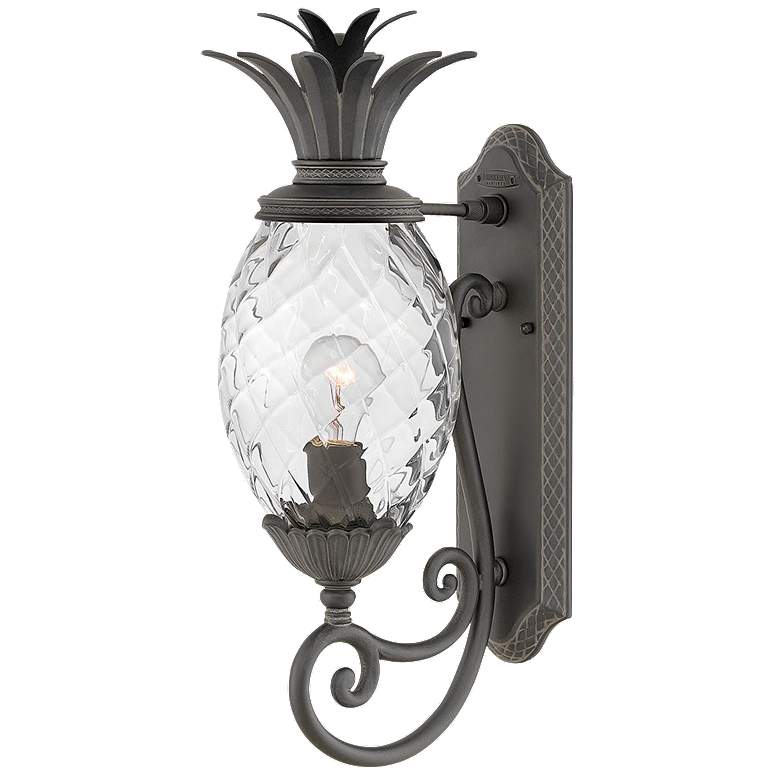 Image 1 Hinkley Plantation 21 1/4 inch Black and Pineapple Glass Outdoor Light