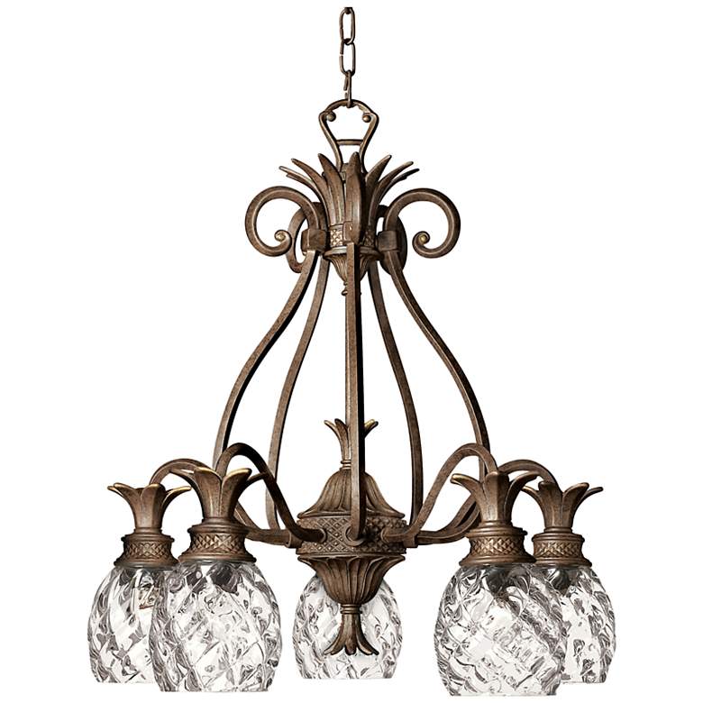 Image 2 Hinkley Plantation 22 1/2 inch Bronze 5-Light Pineapple Glass Chandelier