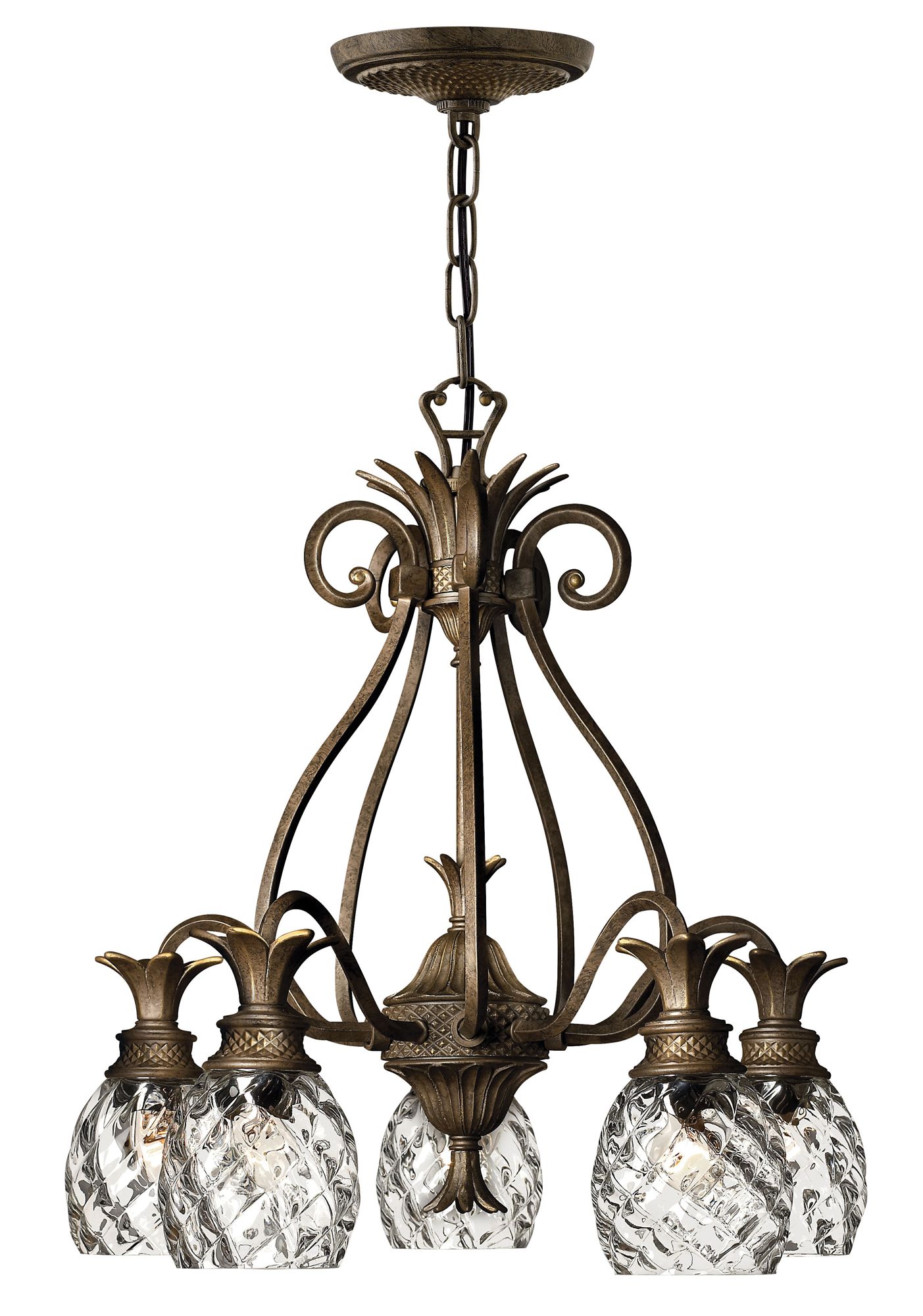 Image 3 Hinkley Plantation 22 1/2" Bronze 5-Light Pineapple Glass Chandelier more views