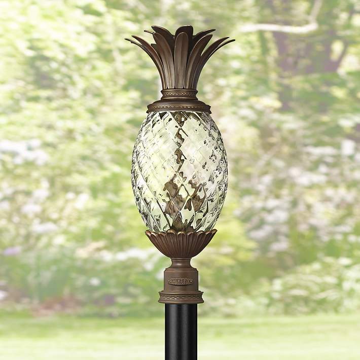 Hinkley Lighting 2227CB-LV Copper Bronze Plantation 12v 14w 4 Light 30  Tall Single Head Post Light with LED Bulbs Included 