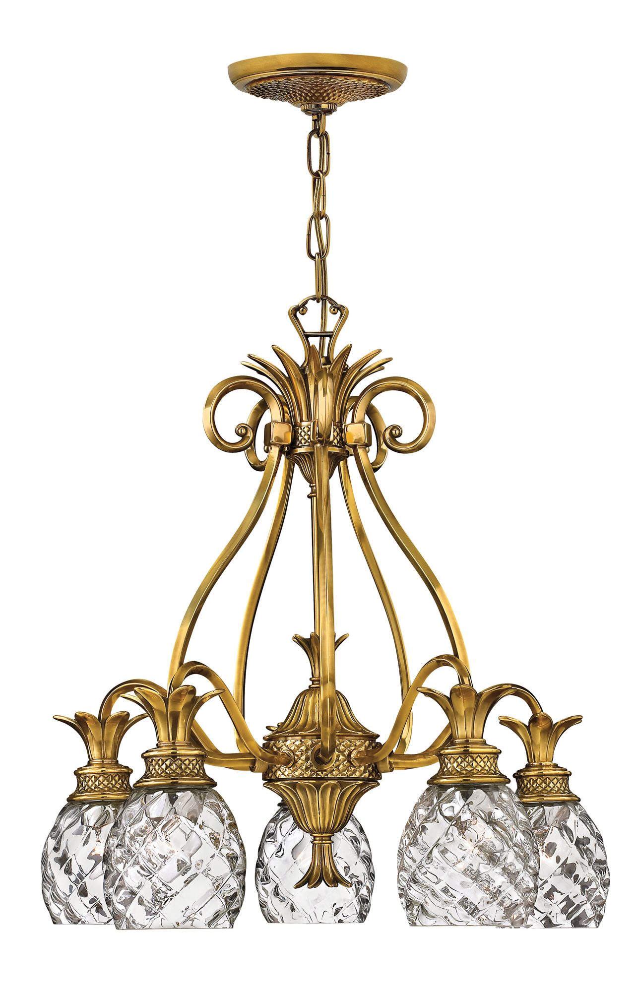 Image 3 Hinkley Plantation 25" Wide 5-Light Pineapple Glass Brass Chandelier more views