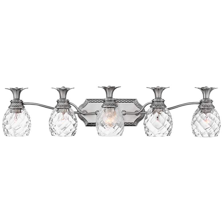 Image 2 Hinkley Plantation 37" Pineapple Glass and Nickel 5-Light Bath Light