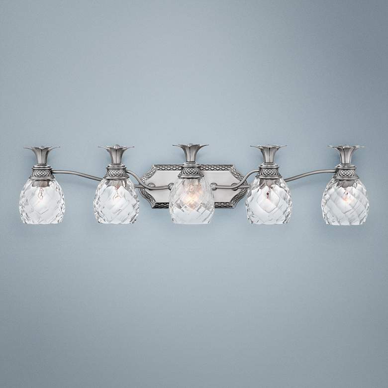 Image 1 Hinkley Plantation 37" Pineapple Glass and Nickel 5-Light Bath Light