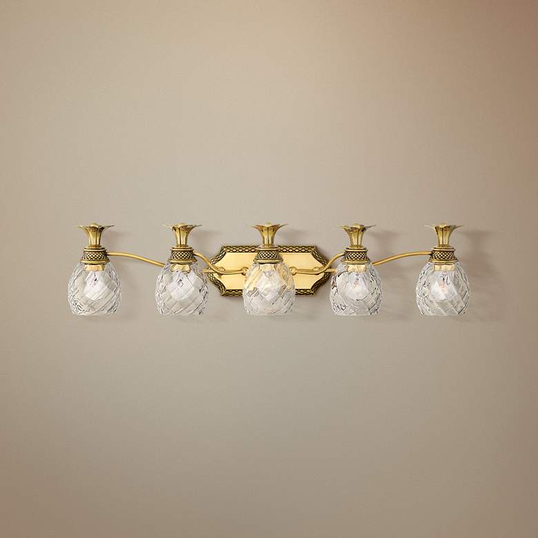 Image 1 Hinkley Plantation 37 inchW Burnished Brass 5-Light Bath Light