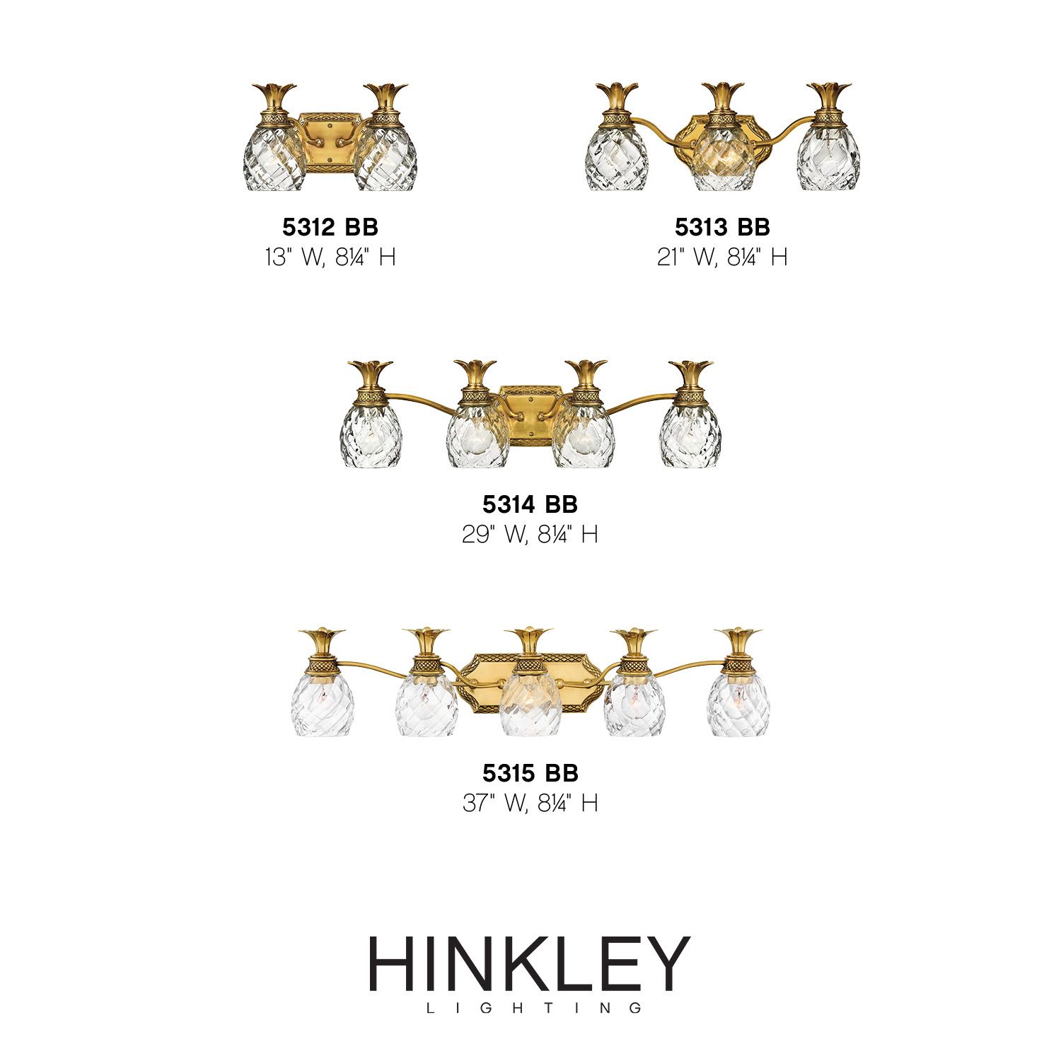 Hinkley Plantation 37"W Burnished Brass 5-Light Bath Light