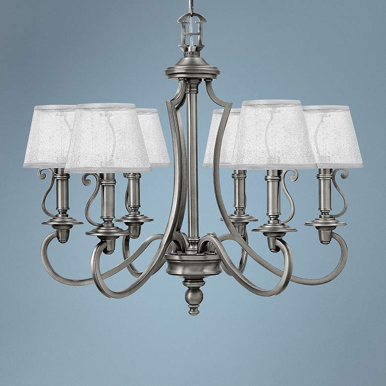 Image 1 Hinkley Plymouth 27 3/4 inchW Antique Nickel 6-Light Chandelier