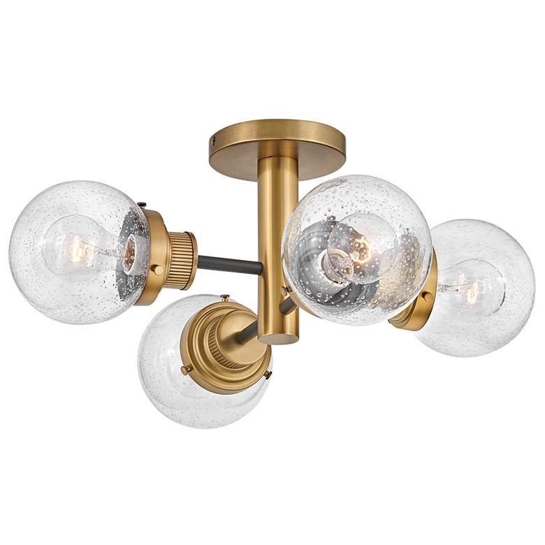 Image 1 Hinkley- Poppy Medium Semi-flush Mount- 20" Black with Heritage Brass