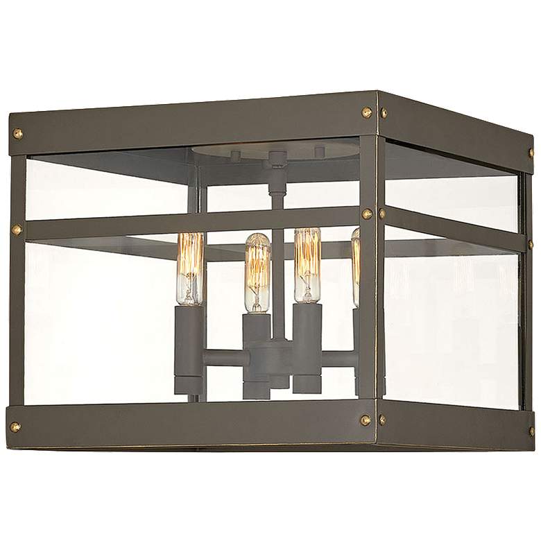 Image 1 Hinkley Porter 12" Wide 4-Light Rustic Square Outdoor Ceiling Light