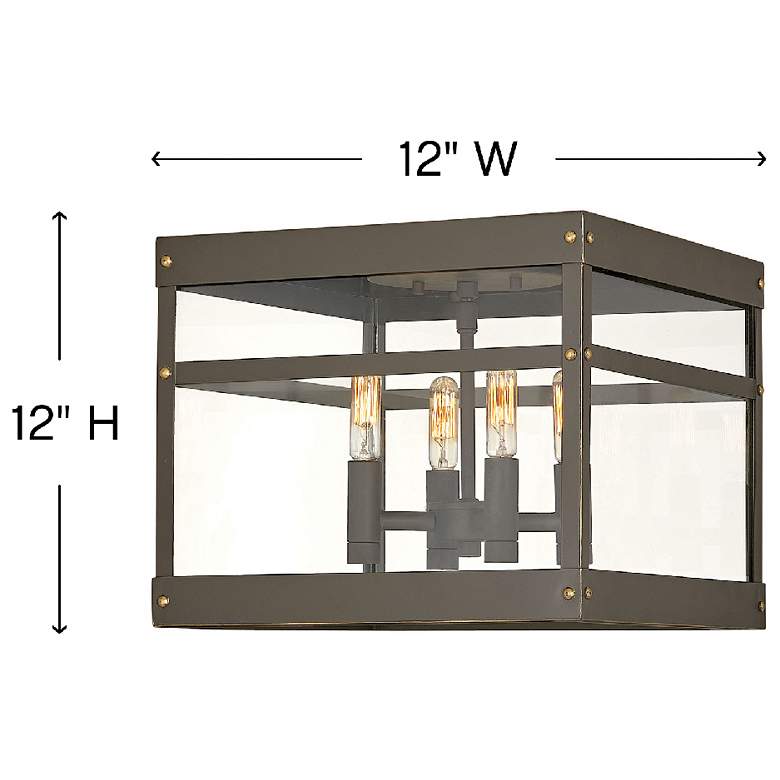 Image 4 Hinkley Porter 12" Wide 4-Light Rustic Square Outdoor Ceiling Light more views