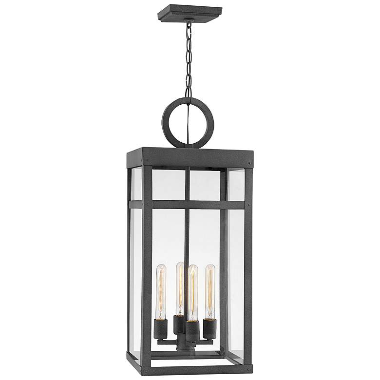 Image 1 Hinkley Porter 12" Wide Aged Zinc 4-Light LED Mini Pendant