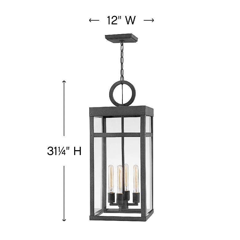 Image 4 Hinkley Porter 12" Wide Aged Zinc 4-Light LED Mini Pendant more views