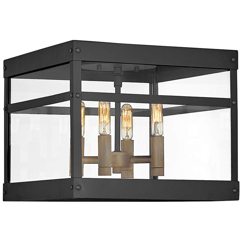 Image 1 Hinkley Porter 12 inch Wide Black 4-Light Outdoor Ceiling Light