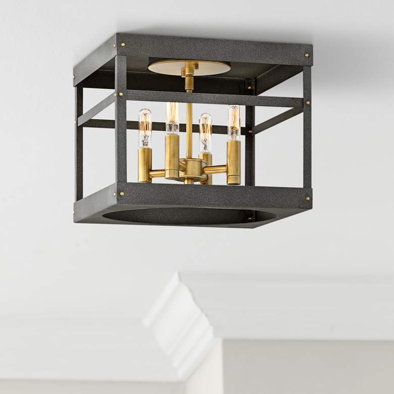 Image 1 Hinkley Porter 12" Wide Heritage Brass 4-Light Ceiling Light