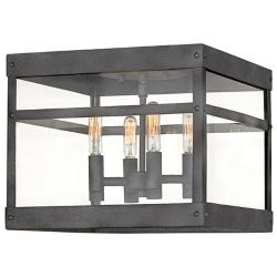 Hinkley Porter 12"W Aged Zinc 4-Light Outdoor Ceiling Light