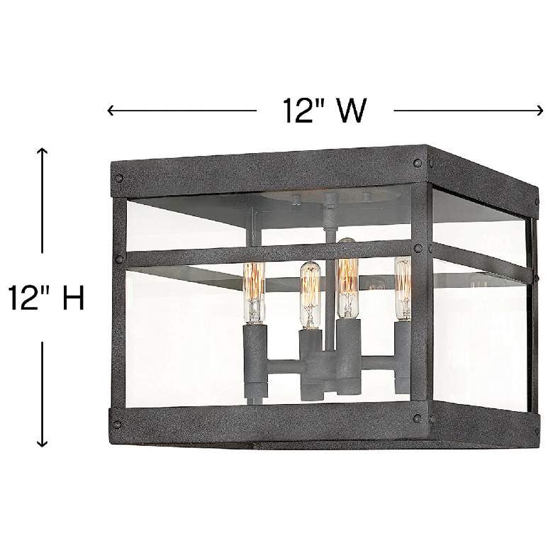Image 4 Hinkley Porter 12"W Aged Zinc 4-Light Outdoor Ceiling Light more views