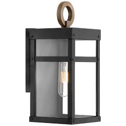 Hinkley Porter 13&quot; High Black and Clear Glass LED Outdoor Wall Light