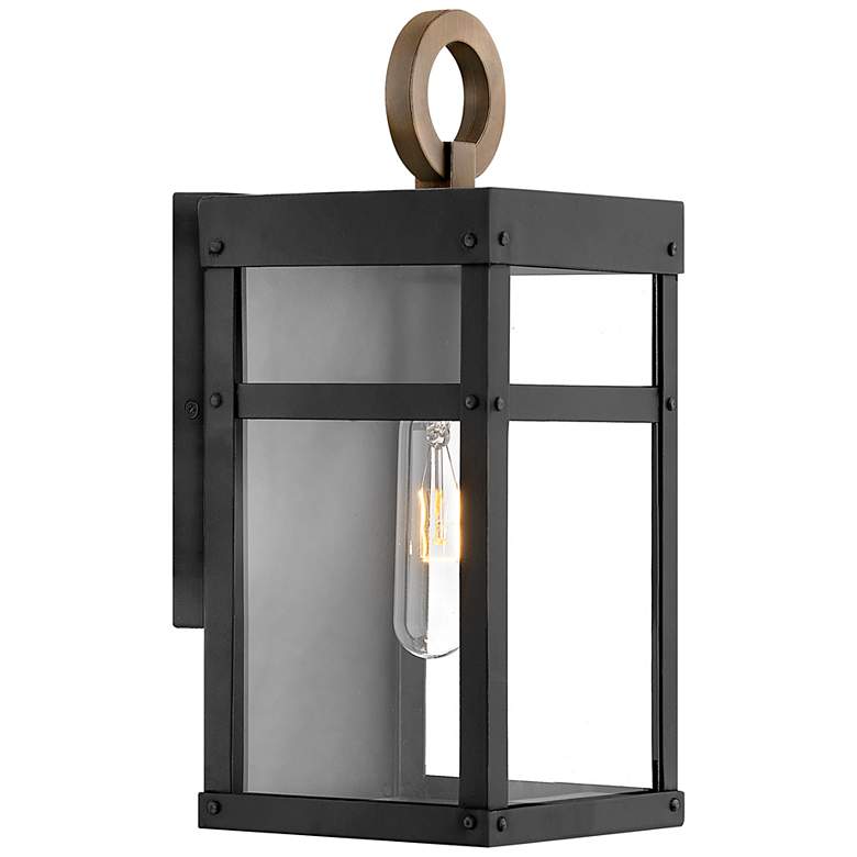 Image 1 Hinkley Porter 13" High Black and Clear Glass LED Outdoor Wall Light