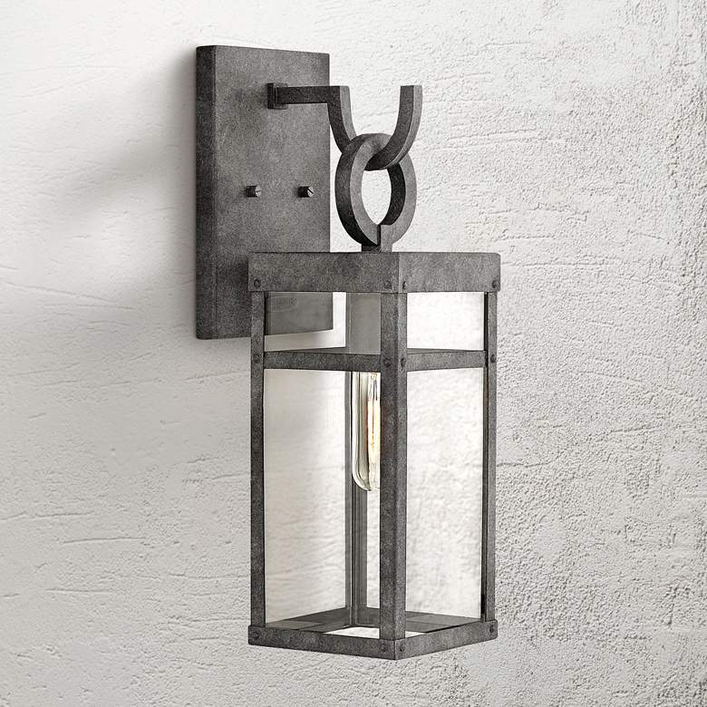 Image 1 Hinkley Porter 18 1/2 inch High Aged Zinc Outdoor Wall Light