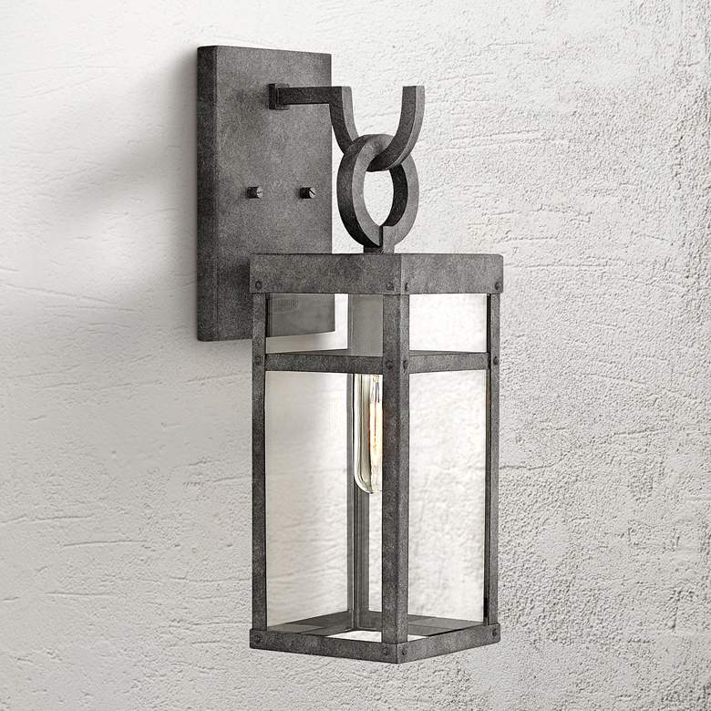 Image 1 Hinkley Porter 18 1/2" High Rectangular Aged Zinc Outdoor Wall Light