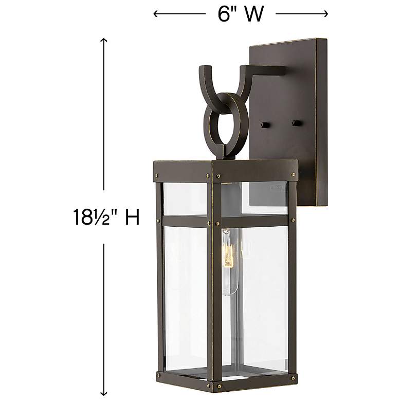 Image 5 Hinkley Porter 18 1/2" Rectangular Bronze Outdoor Lantern Wall Light more views