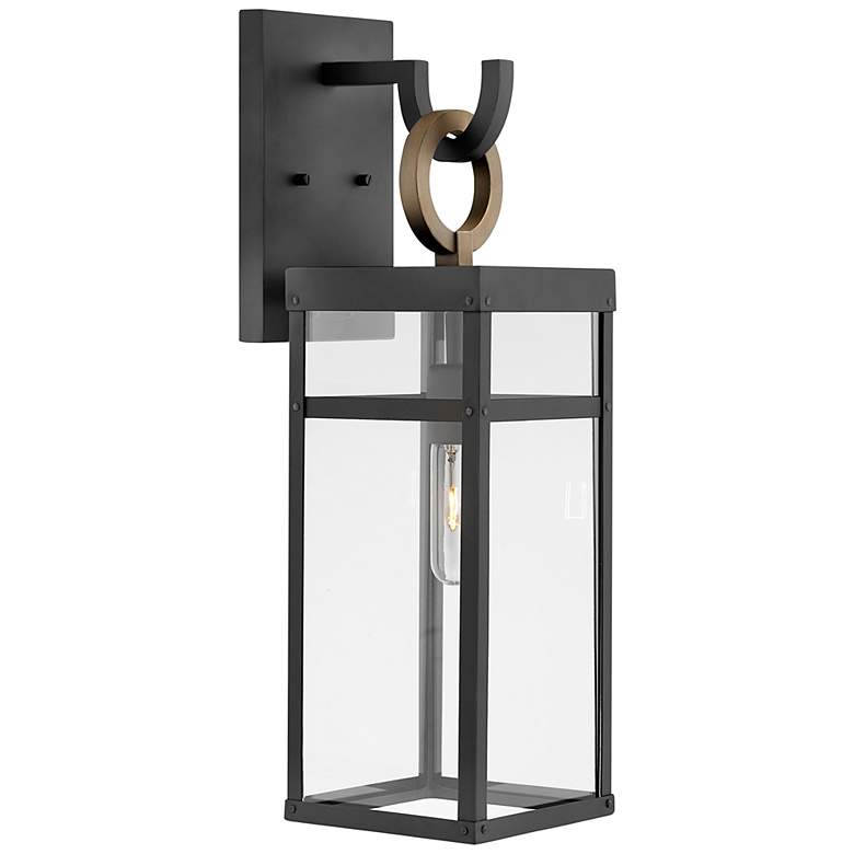 Image 1 Hinkley Porter 22" Black Rectangular Lantern LED Outdoor Wall Light