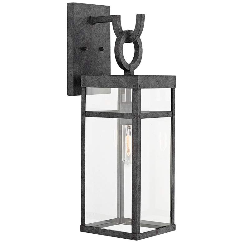 Image 2 Hinkley Porter 22" High Aged Zinc Rectangular Glass Outdoor Wall Light