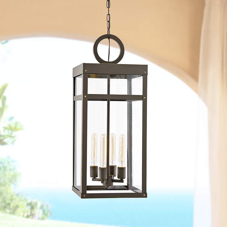 Image 1 Hinkley Porter 31 1/4 inch High Oil-Rubbed Bronze Outdoor Hanging Light