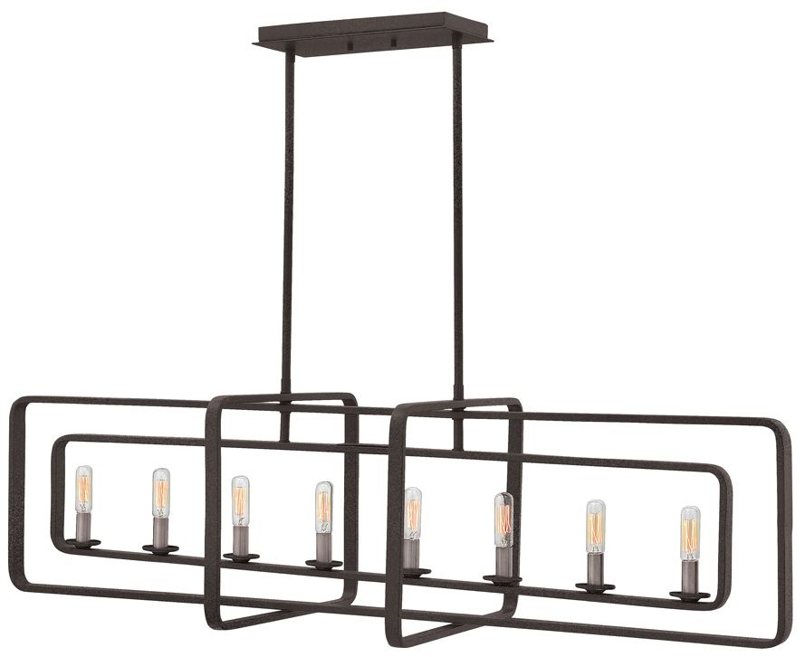 Image Hinkley Quentin  45" Wide Aged Zinc 8-Light Linear Pendant