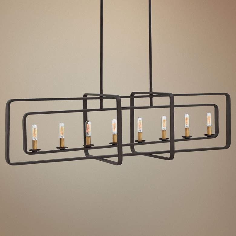 Image 1 Hinkley Quentin 45" Buckeye Bronze Kitchen Island Linear Chandelier