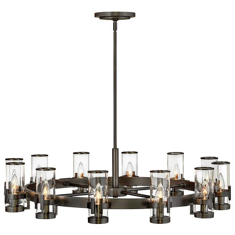 Image 2 Hinkley Reeve 35 3/4" Wide 12-Light Black Brass Finish Ring Chandelier