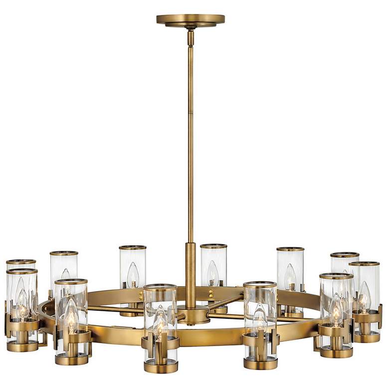 Image 1 Hinkley Reeve 35 3/4" Wide 12-Light Heritage Brass Ring Chandelier