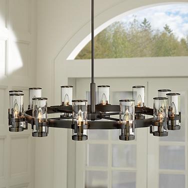 Hinkley Reeve 35 3/4" Wide 12-Light Black Brass Finish Ring Chandelier
