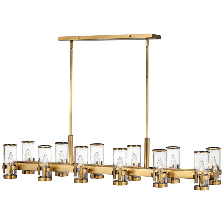Image 2 Hinkley Reeve 46" Heritage Brass 12-Light Linear Island Chandelier