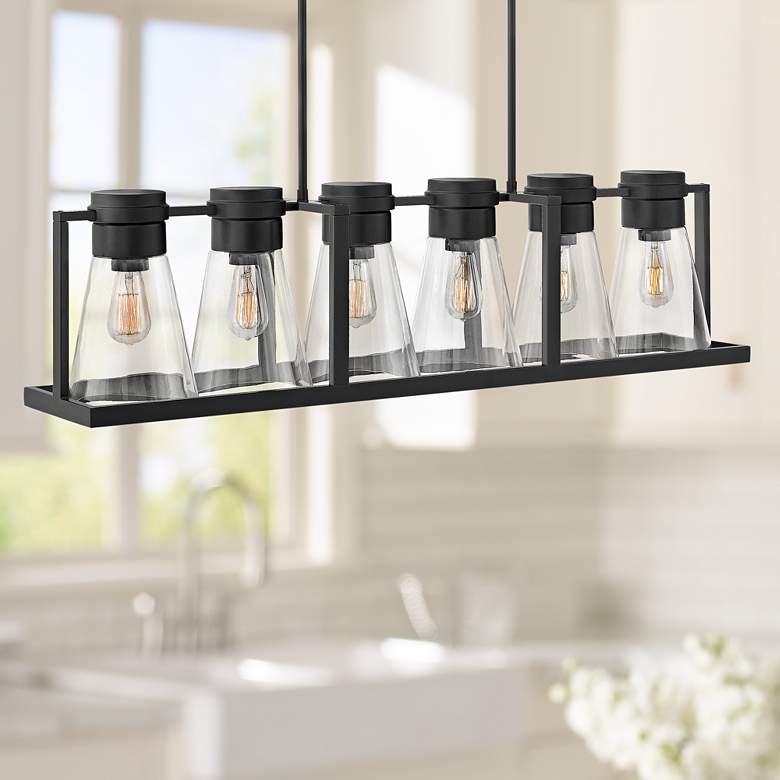 Image 1 Hinkley Refinery 43 3/4 inchW Black Kitchen Island Light Pendant