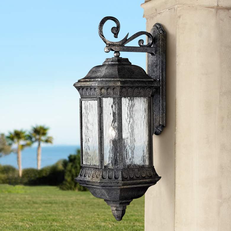 Image 1 Hinkley Regal 32 1/4" High Black Granite Outdoor Wall Light