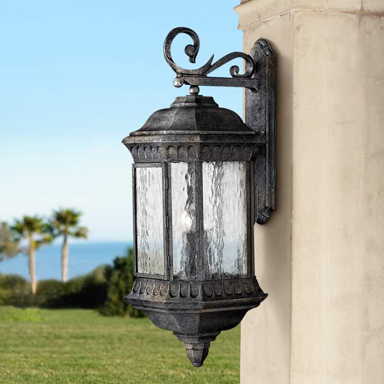 Image 1 Hinkley Regal 32 1/4 inch High Black Granite Outdoor Wall Light