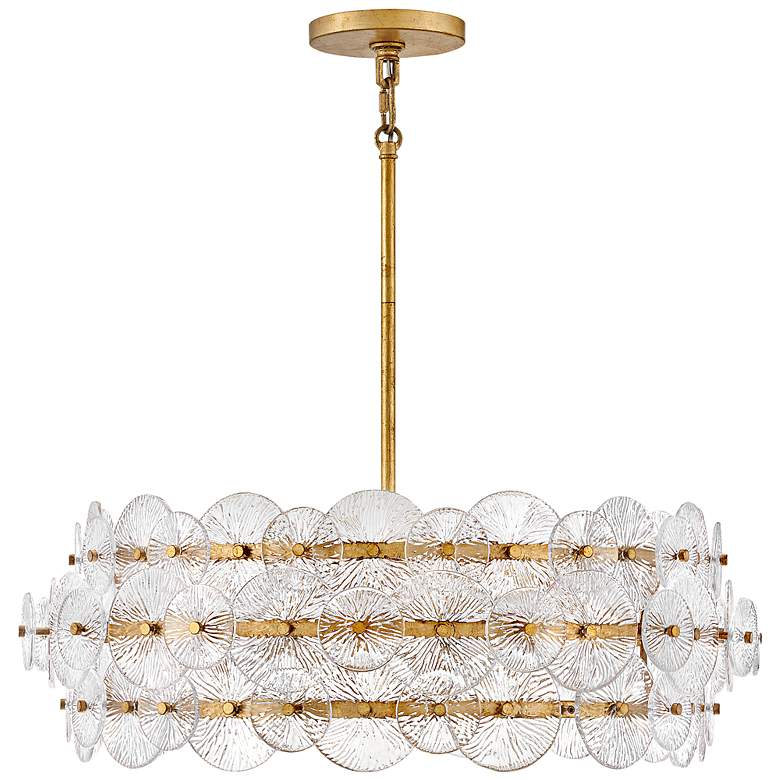 Image 3 Hinkley Rene 30 1/2"W Distressed Brass 6-Light Chandelier more views